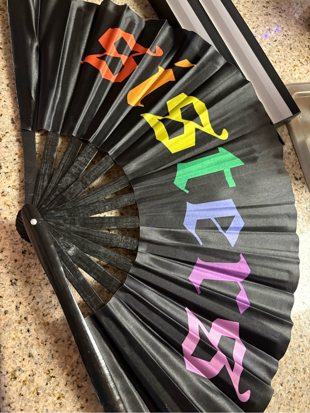 Black Rainbow Sisters Foldable Fan